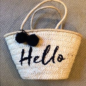 NEVER USED Hello! Straw Beach Bag